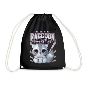 Kawaii Raccoon, Funny Raccoon-Racoon Saying - Drawstring Bag - black - Front