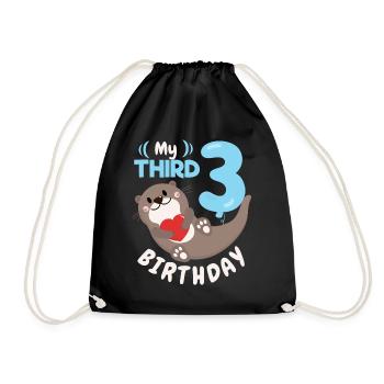 3ème anniversaire, 3 ans, loutre kawaii, dicton - Sac de sport léger - noir - Devant