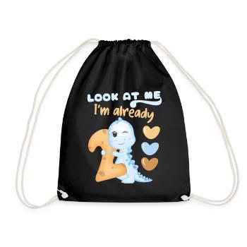 2ème anniversaire, 2 ans, dinosaure kawaii - Sac de sport léger - noir - Devant