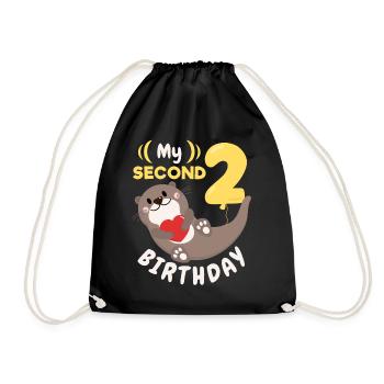 2ème anniversaire, 2 ans, loutre kawaii, dicton - Sac de sport léger - noir - Devant