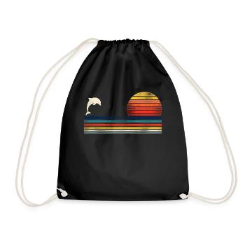 Dolphin Retro Vintage - Drawstring Bag - black - Front