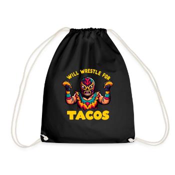 Mexican Wrestling Wrestler Lucha Libre Taco - Drawstring Bag - black - Front