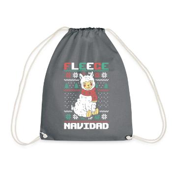 Fleece Feliz Navidad Llama Christmas Badge - Turnbeutel - Grau - Vorne
