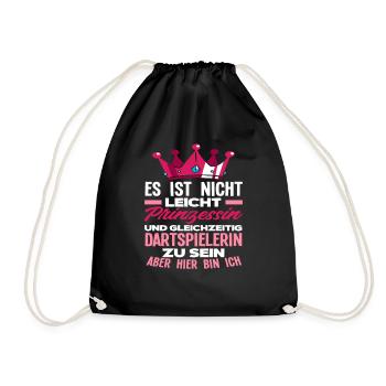 Prinzessin Dart Dartspielerin Geschenkidee - Turnbeutel - Schwarz - Vorne