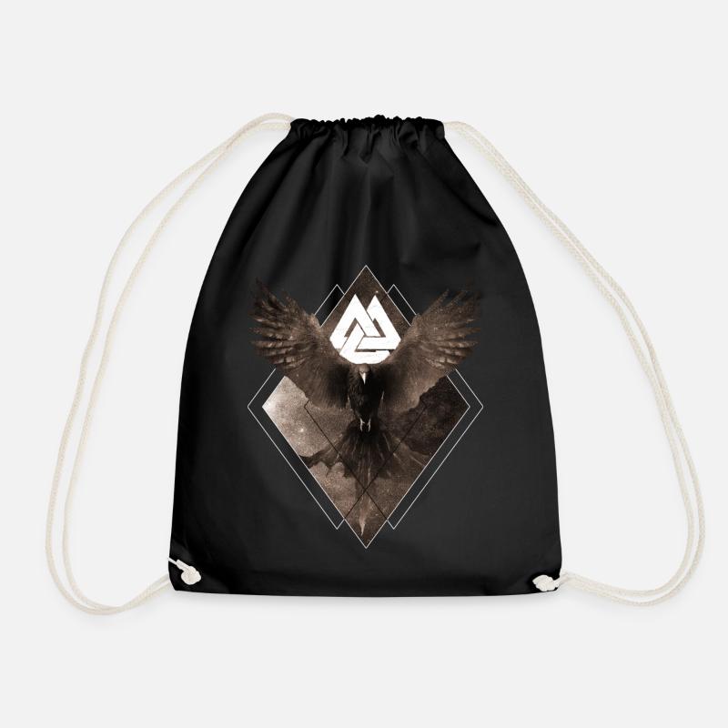 Viking Raven Valknut Valhalla Hugin Munin Celtic A - Turnbeutel - Schwarz