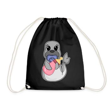Motif bébé lion de mer - Sac de sport léger - noir - Devant