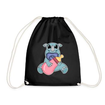 Baby Nashorn Motiv - Turnbeutel - Schwarz - Vorne
