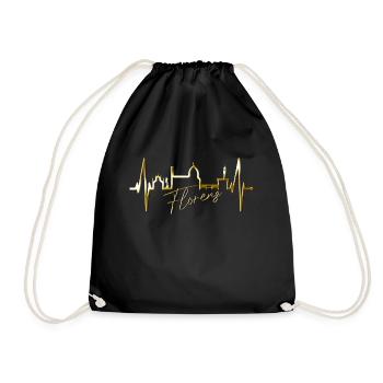 Florence Skyline Italy Heartbeat I Love Firenze - Drawstring Bag - black - Front