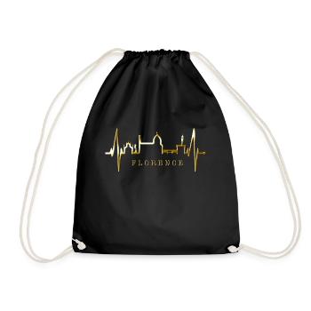 Florence Skyline Italy Heartbeat I Love Firenze - Drawstring Bag - black - Front