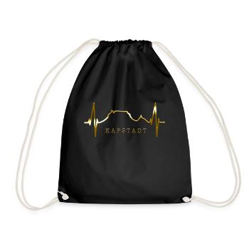 Cape Town Skyline Heartbeat South Africa Table Mountain - Drawstring Bag - black - Front