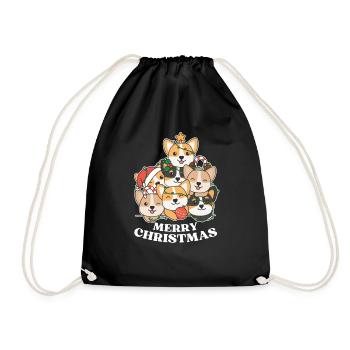 Joyeux Noël Corgi Chiens de la veille de Noël - Sac de sport léger - noir - Devant