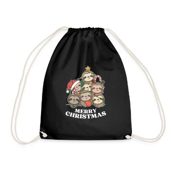 Merry Christmas Sloth Christmas Eve Sloths - Drawstring Bag - black - Front