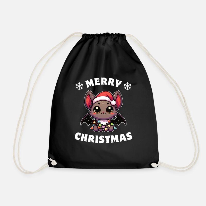 Weihnachten Lichterkette Fledermaus - Turnbeutel - Schwarz