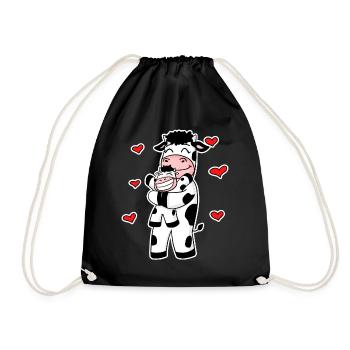 Famille de vaches - Vache avec bébé - Motif de vache - Sac de sport léger - noir - Devant