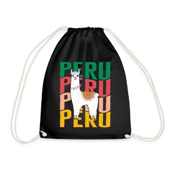 Alpaca Shirt, Peru Cute Alpaca Tee, Gift For - Drawstring Bag - black - Front