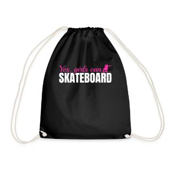 Skateboarder Skateboarding Girl - Yes, Girls Can S - Drawstring Bag - black - Front