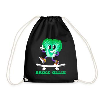 Skateboarder Brocc Ollie - Funny Skateboarding Bro - Drawstring Bag - black - Front