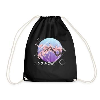 Lofi Aesthetic Sakura Cherry Blossom Tree Japanese - Turnbeutel - Schwarz - Vorne