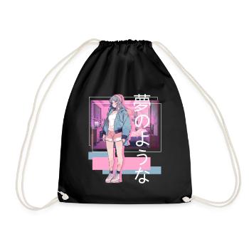 Kawaii Anime Lofi Girl Retro Japanese Soft Girl Ae - Turnbeutel - Schwarz - Vorne