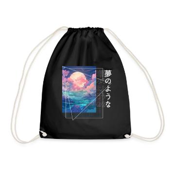Lofi Anime Aesthetic Japan Fantasy Nature Moon And - Turnbeutel - Schwarz - Vorne