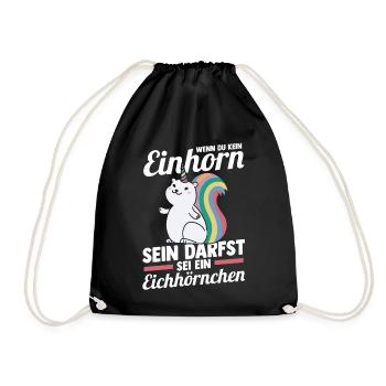 Einhorn Eichhörnchen - Turnbeutel - Schwarz - Vorne