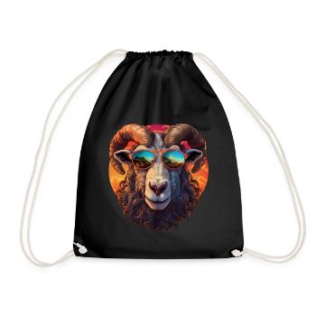 Sven the cool, friendly proud ram - Drawstring Bag - black - Front