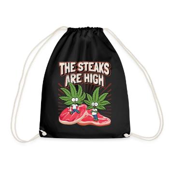 Steak, Cannabis Leaf, Marijuana, Funny Saying - Drawstring Bag - black - Front