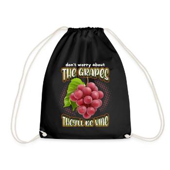 Wine, Grapes, Funny Saying, Pun - Drawstring Bag - black - Front