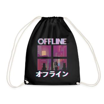 80's Retro Vaporwave Aesthetic Offline - Drawstring Bag - black - Front