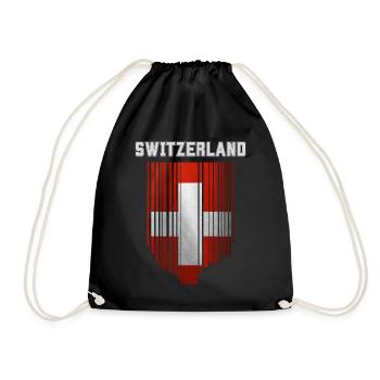 Flag of Switzerland, Swiss pride - Drawstring Bag - black - Front
