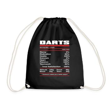 Dart Dartspieler Nährwerte - Turnbeutel - Schwarz - Vorne