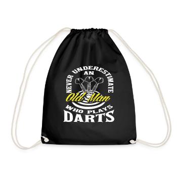 Dart Old Man Hobby Dart Player - Drawstring Bag - black - Front