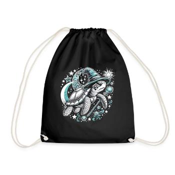 Mystic Turtle: Magic of the Night - Drawstring Bag - black - Front