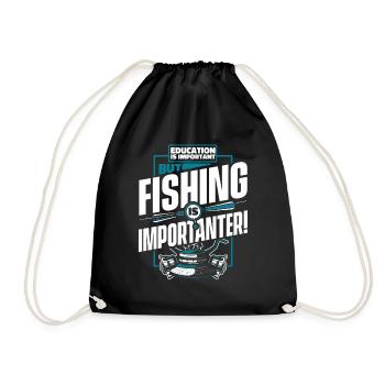 Education Is Important But Fishing Is Importanter - Turnbeutel - Schwarz - Vorne