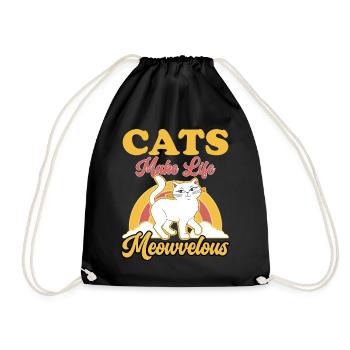 Cats Make Life Meowvelous Funny Cat Lover Humor - Turnbeutel - Schwarz - Vorne