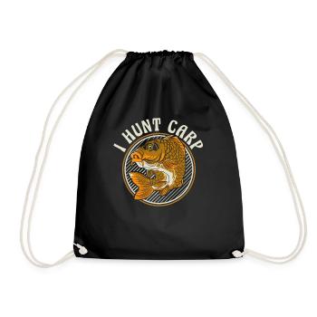 I Hunt Carp Fly Fisherman Spin Fisherman - Drawstring Bag - black - Front