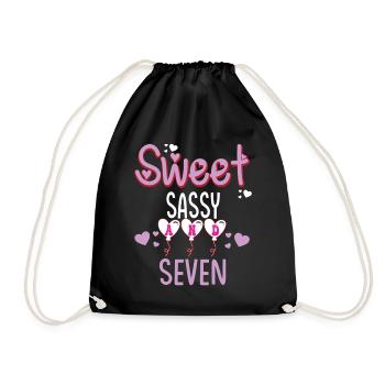 Kinder Happy 7th Birthday Sweet Sassy und Seven Gi - Turnbeutel - Schwarz - Vorne