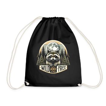 La liberté de la forêt : raton laveur sous la lune - Sac de sport léger - noir - Devant