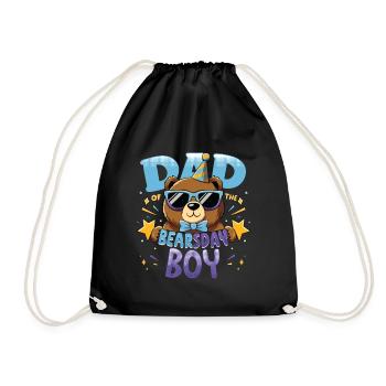 Bear Lover Bday Dad Celebrant Happy - Drawstring Bag - black - Front