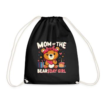 Bear Lover Bday Mom Celebrant Happy - Drawstring Bag - black - Front