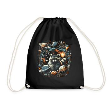 Raccoon in Space: Planetary Explorers - Drawstring Bag - black - Front
