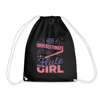 Never underestimate a flute girl - Drawstring Bag - black - Front