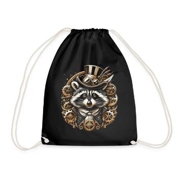 Raton laveur victorien : élégance steampunk - Sac de sport léger - noir - Devant