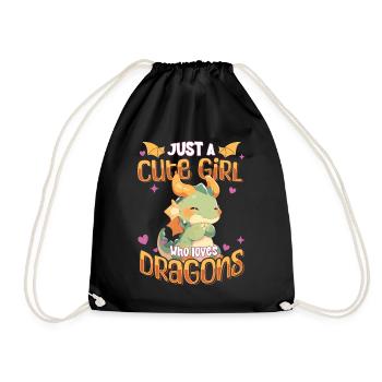 Just a cute Girl who loves Dragons - Kawaii Dragon - Drawstring Bag - black - Front