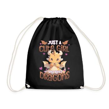 Just a cute Girl who loves Dragons - Kawaii Dragon - Drawstring Bag - black - Front