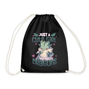 Just a cute Girl who loves Dragons - Kawaii Dragon - Drawstring Bag - black - Front
