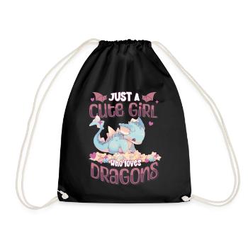 Just a cute Girl who loves Dragons - Kawaii Dragon - Drawstring Bag - black - Front