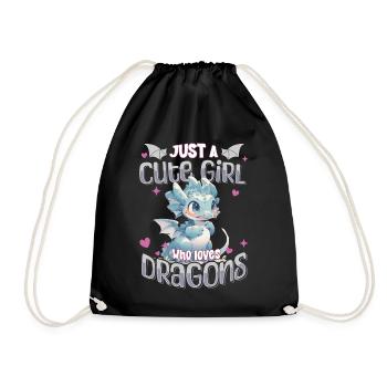Just a cute Girl who loves Dragons - Kawaii Dragon - Drawstring Bag - black - Front