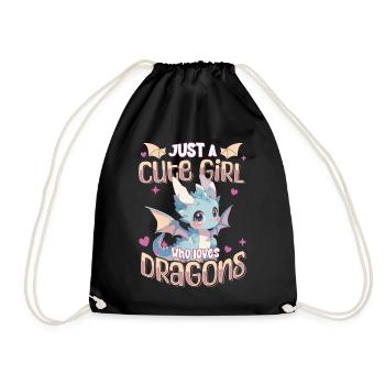 Just a cute Girl who loves Dragons - Kawaii Dragon - Drawstring Bag - black - Front