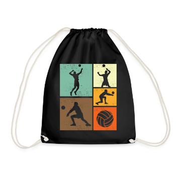 Volleyball Retro Vintage Volleyball Player - Drawstring Bag - black - Front